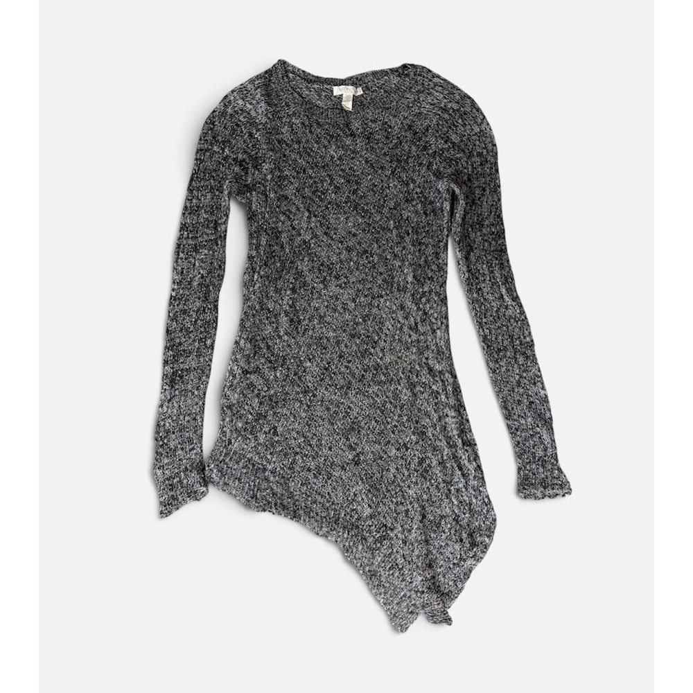 Eileen Fisher Sweater Womens PS Gray Asymmetrical Hem Italian Yarn